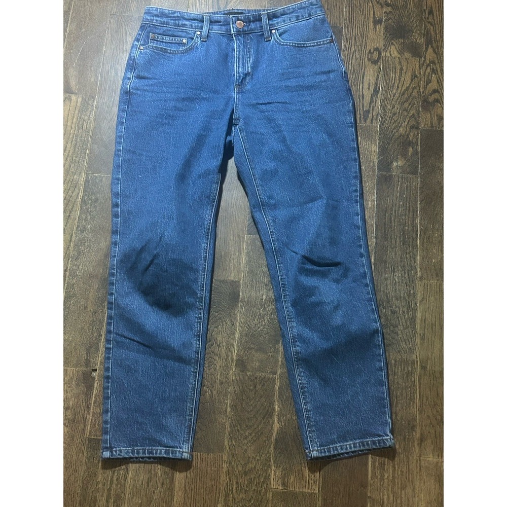 Talbots Blue Denim Slim Straight‎ Ankle Jeans with Contrast Stitching 2